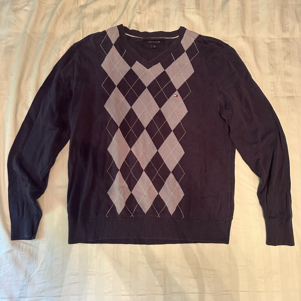 Women’s Navy Argyle Sweater